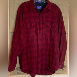 Pendleton, OUTDOORSMAN, vintage, Red/ black Wool Shirt
